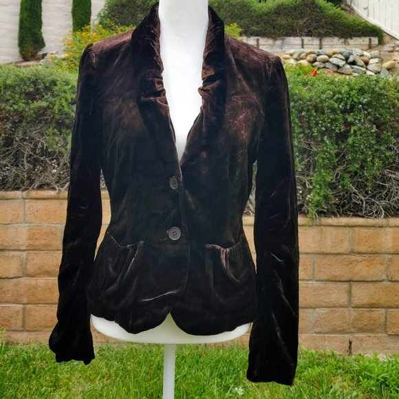 NWT Theory Women's Havel Princess Brown Velvet Blazer Jacket Size 4 - Picture 1 of 9